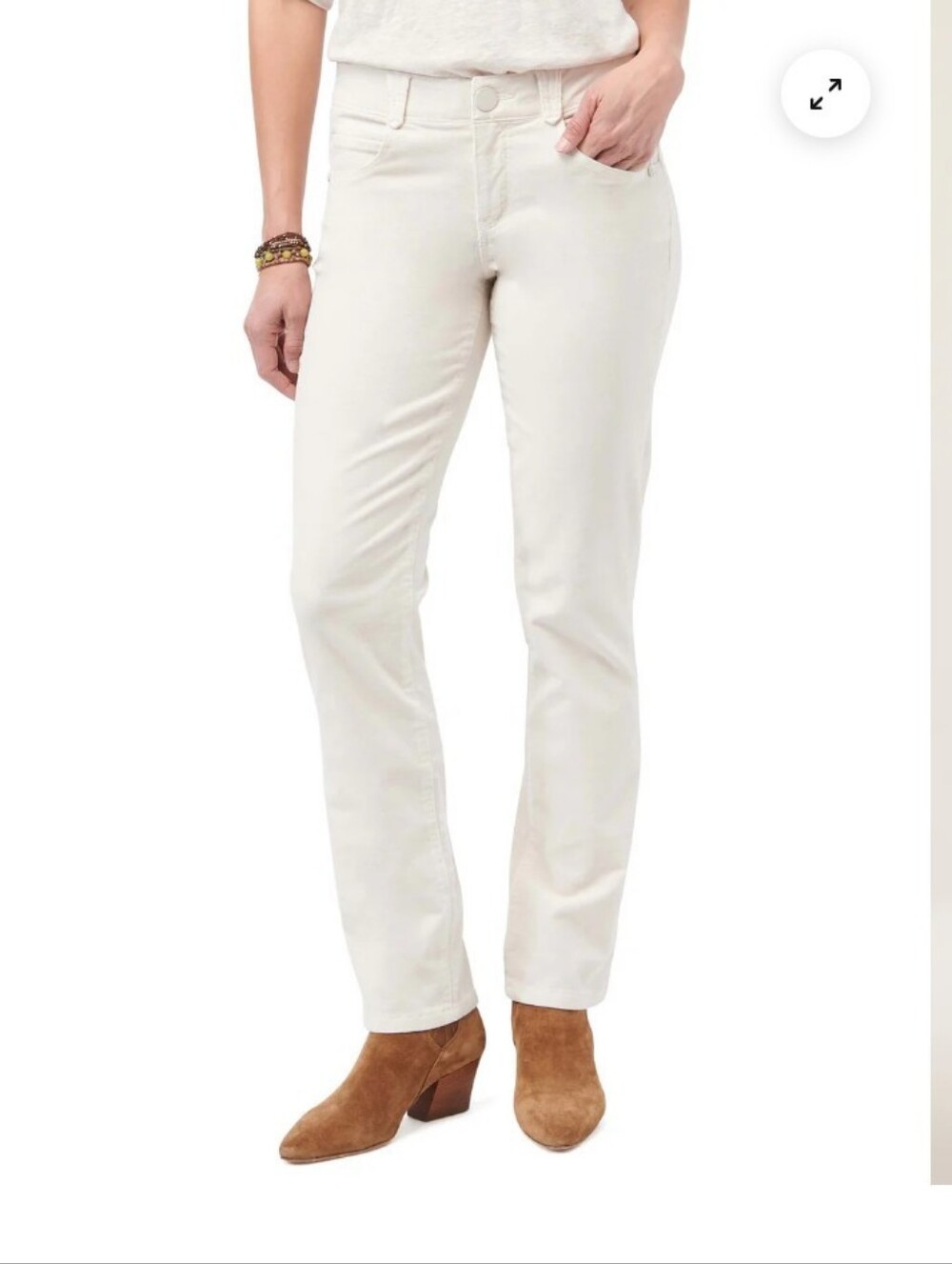 NWOT Democracy “Ab”solution Mid-Rise Corduroy Straight Leg Pants 12 Blanched Alm